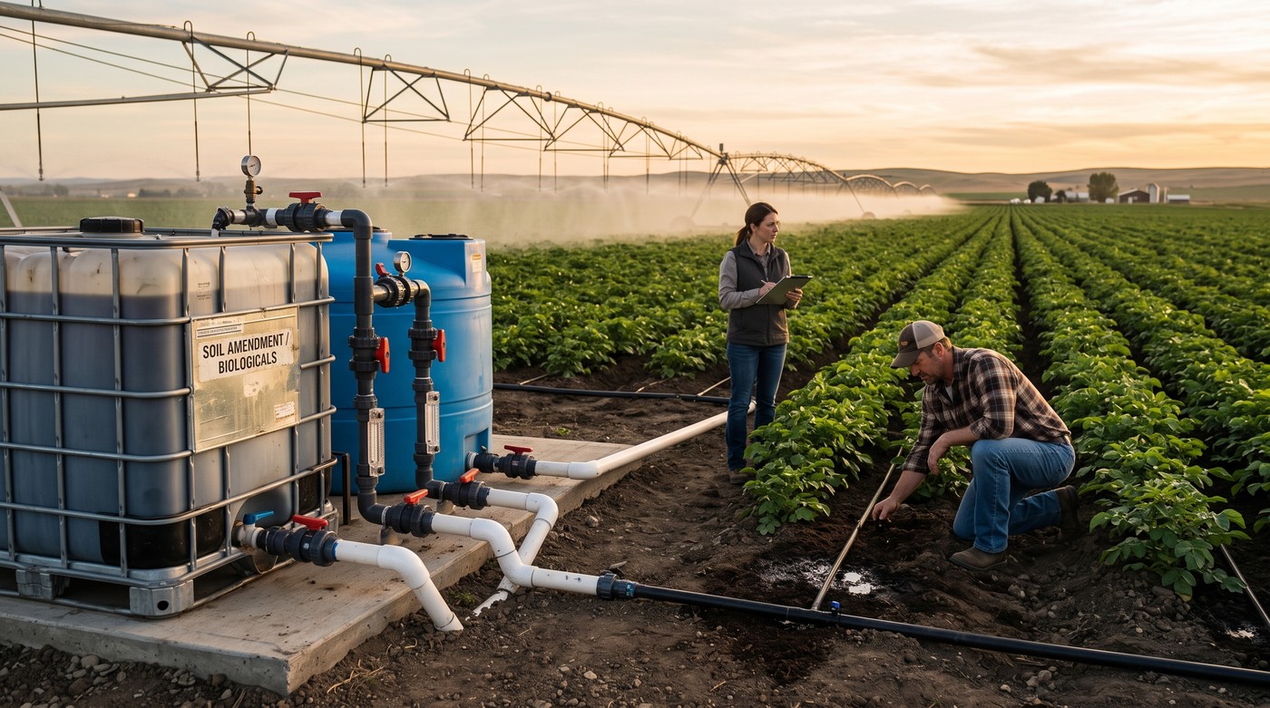 Biological tanks feeding an irrigation system